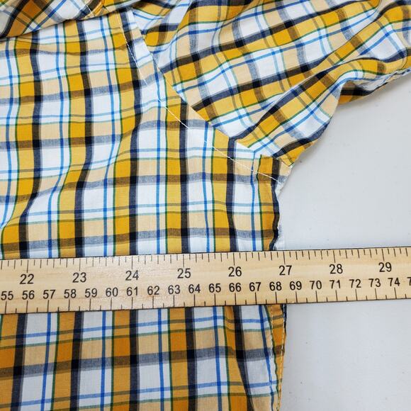 Old Navy Shirt Mens XXL Slim Fit Button Down Collar Poppy Roll Yellow Plaid Top - Picture 3 of 14